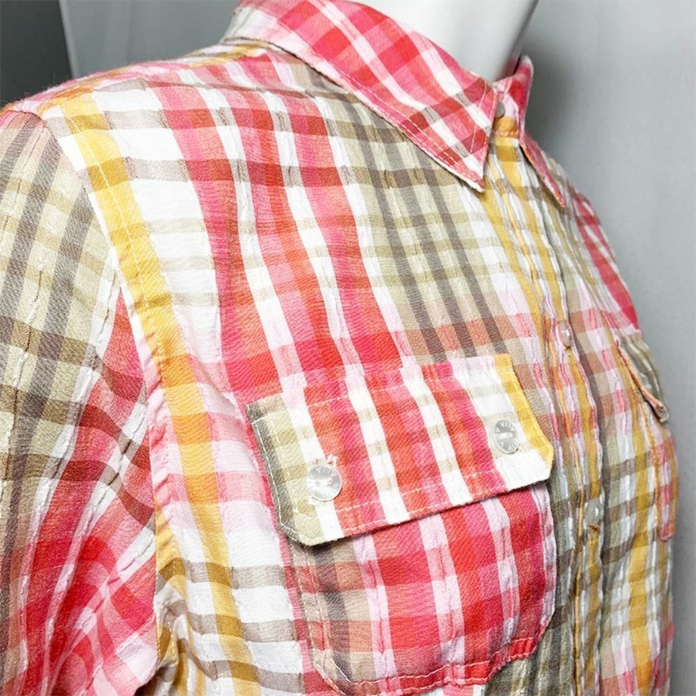 ALIA Plaid button down top - Picture 6 of 7